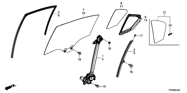 2012 Honda Civic Seal, L. RR. Diagram for 73491TR3A02