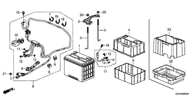 2014 Honda Pilot  Tray, Battery Diagram for 31522SZAY00