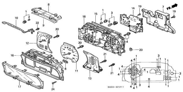 1998 Honda Odyssey  Meter Assembly, Fuel Diagram for 78130SX0A01