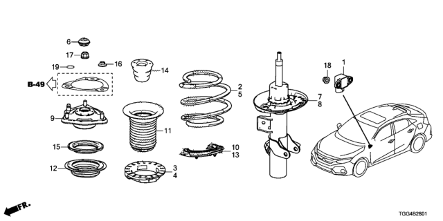 2019 Honda Civic  Cap, Damper MT FR Diagram for 51608TBAA00