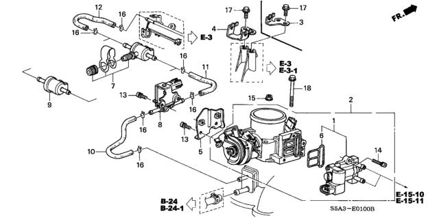 2002 Honda Civic Throttle Body Valve Diagram for 16400PLMA53