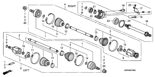 2007 Honda CR-V Driveshaft Assembly, Passenger Side Diagram for 44305SWA901