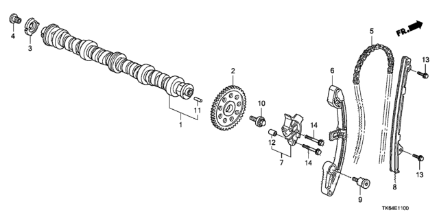 2012 Honda Fit Sprocket, Cam Chain Driven Diagram for 14211RB0J00