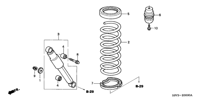 2006 Honda Pilot  Bush, Rear Shock Absorber Diagram for 52622S9VA01