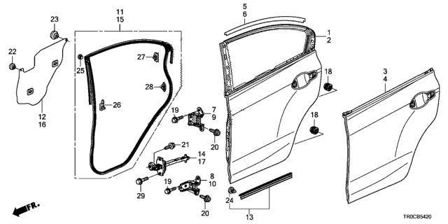 2014 Honda Civic  Skin Set, L. RR. Door Diagram for 67651TR0305ZZ