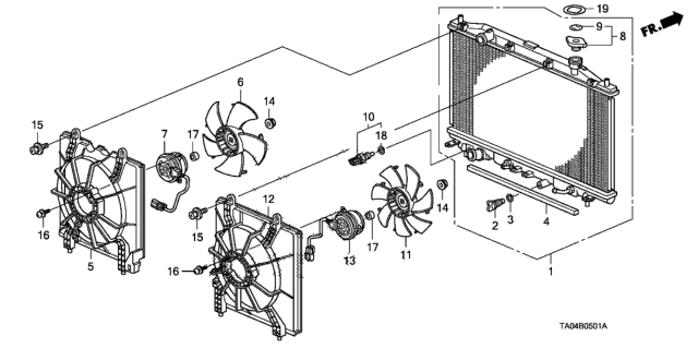 2008 Honda Accord  Radiator (Toyo) Diagram for 19010R40A52