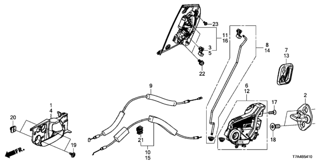 2021 Honda HR-V  Cable, Left Rear Door Lock Diagram for 72673T7A003