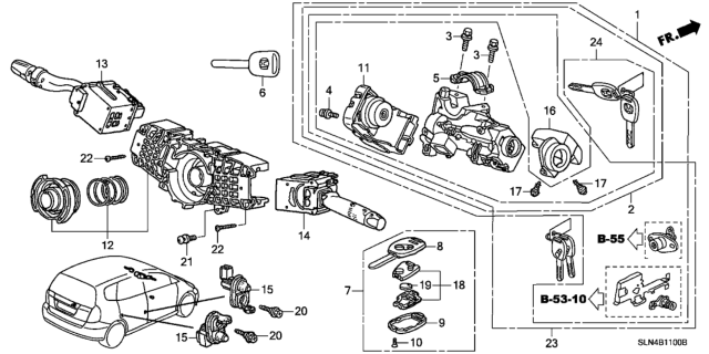 2007 Honda Fit  Key, Blank (Black)(Immobilizer) Diagram for 35111SLJ306