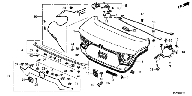 2021 Honda Accord  Weatherstrip, Trunk Lid Diagram for 74865TVAA01