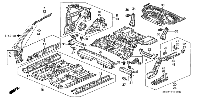 1998 Honda Accord  Frame, R. RR. Diagram for 65610S80A00ZZ