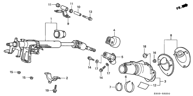 2001 Honda Prelude Joint B, Steering Diagram for 53323SW5003