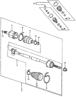 1983 Honda Accord Driveshaft Set, Driver Side Outboard Diagram for 44011SA5305