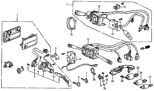 1985 Honda Prelude Lock Assy., Steering Diagram for 35100SB0677