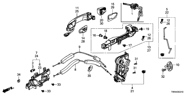 2019 Honda Accord Hybrid  Handle Assembly, Passenger Side Inside (Deep Black) Diagram for 72120TVAA01ZA