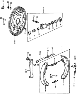 1982 Honda Accord  Plate, Left Rear Brake Backing Diagram for 43120SA5023