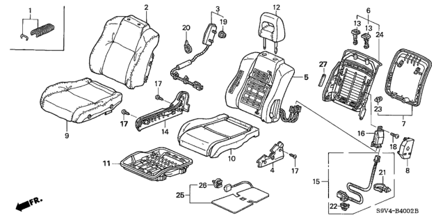 2004 Honda Pilot  Cord, FR. Seat OPDS Diagram for 81312S3VA00
