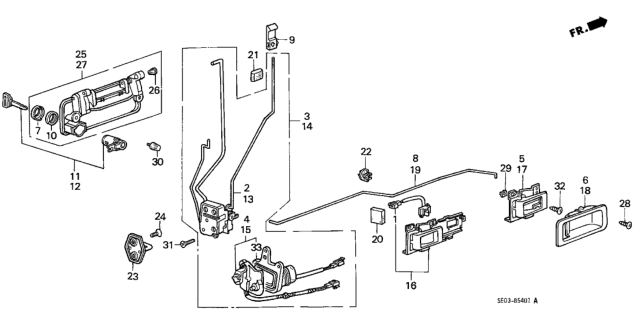 1986 Honda Accord  Handle Assembly, Passenger Side (Outer) (Regency Red Metallic Lock) Diagram for 72140SE3014YK