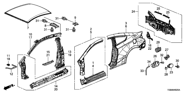 2015 Honda Civic Separator, L. Center Pillar (Inside) Diagram for 63628TS8A01
