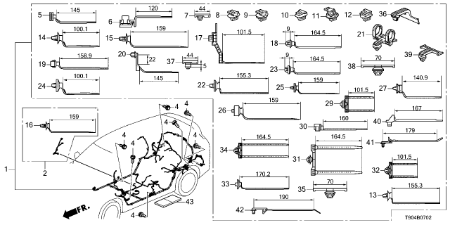 2025 Honda Pilot Clip, Connector Diagram for 91535TL4003