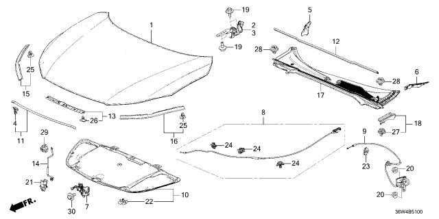 2026 Honda Prelude RUB, RR- HOOD SEAL Diagram for 74143T20A01