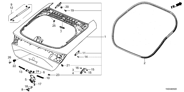 2026 Honda Civic STAY SET, R Diagram for 74820T47305