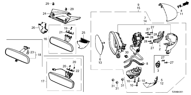 2024 Honda Civic MIRROR SET, R Diagram for 76208T20A31
