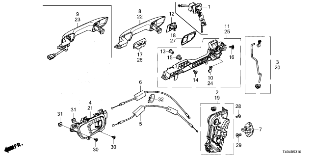 2024 Honda Civic ROD SET, R- FR Diagram for 72113T20305