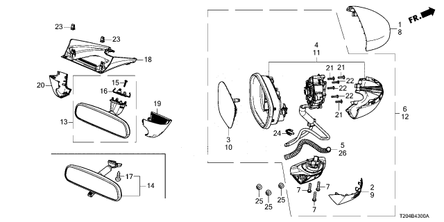 2022 Honda Civic MIRROR SET, R Diagram for 76208T20A01