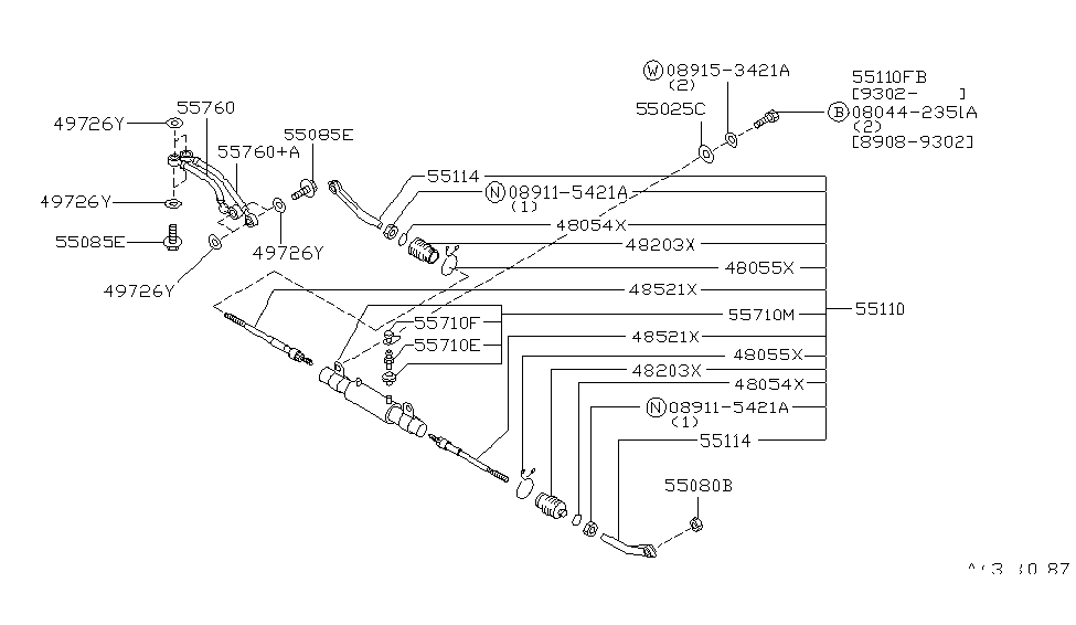 1993 Infiniti Q45 Rear Suspension Bolt-Hex Diagram for 08044-2351A