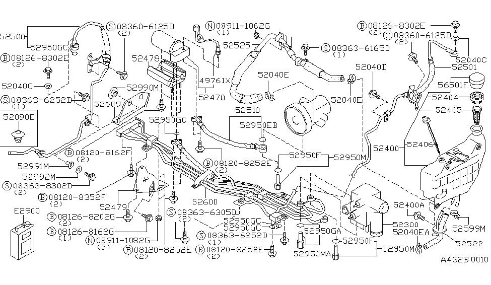 1996 Infiniti Q45 Suspension Control Seal-O Ring Diagram for 52952-62U10