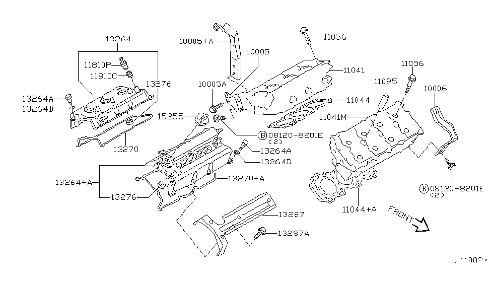 2000 Infiniti I30 Cylinder Head & Rocker Cover Tube-Spark Plug Diagram for 11095-31U00