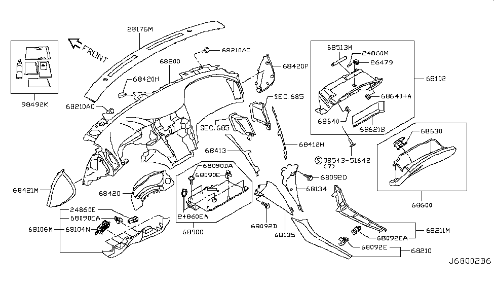 Infiniti 68104-6HE1A Panel-Instrument Lower, Center