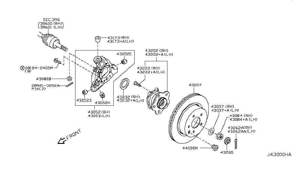 2009 Infiniti FX35 Rear Axle Nut-Lock, Front Wheel Bearing Diagram for 40262-2Y000