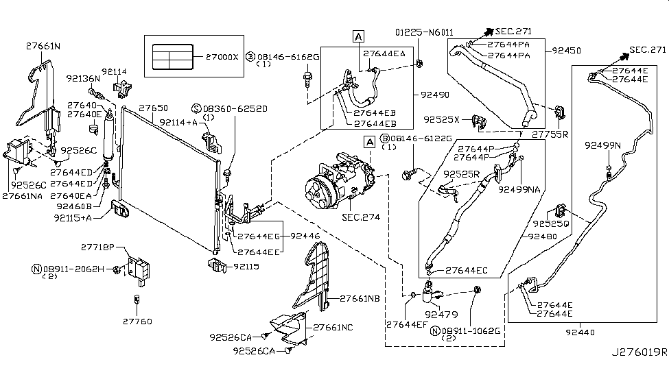 2009 Infiniti FX50 Condenser,Liquid Tank & Piping Sensor Assy-Ambient Diagram for 27722-31U00