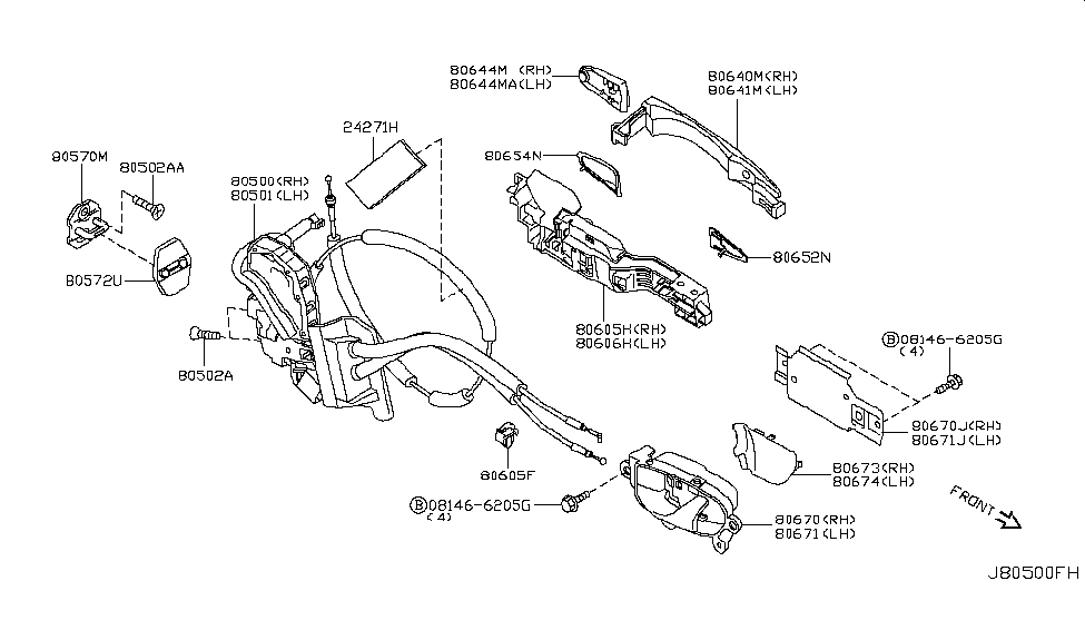 Infiniti 80611-1MA1C Bracket-Outside Handle, LH