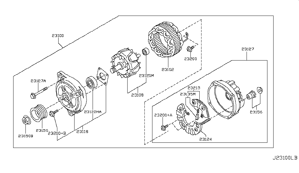 2010 Infiniti EX35 Alternator Screw Set Diagram for 23200-EG911