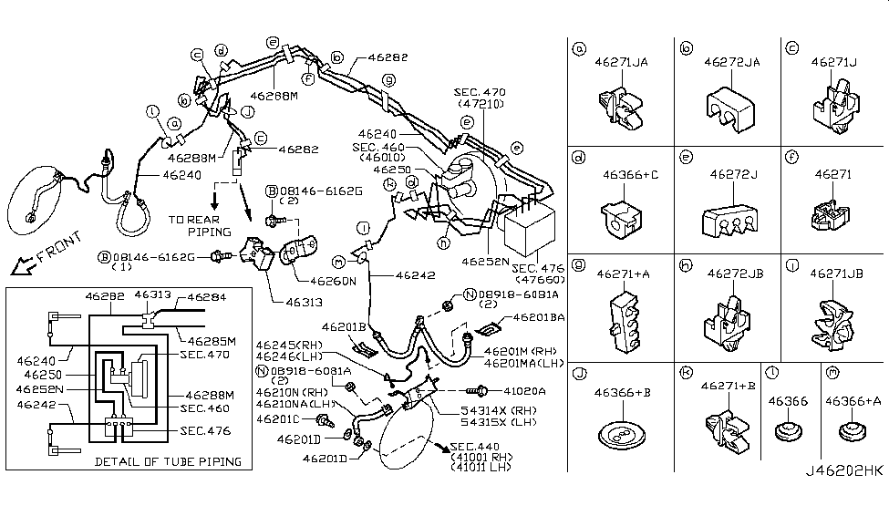 Infiniti 46271-JK76A Clip-Tube, Brake