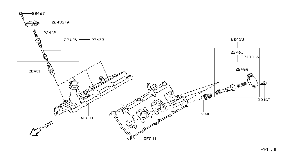 2007 Infiniti FX35 Ignition System Screw Diagram for 22467-9Y60A
