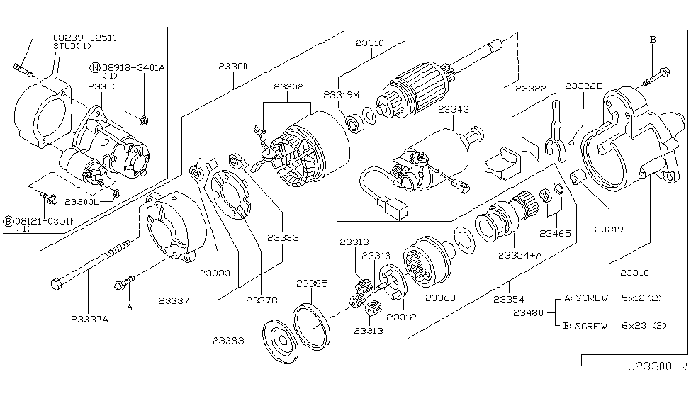2008 Infiniti FX35 Starter Motor Motor Assy-Starter Diagram for 23300-AM600