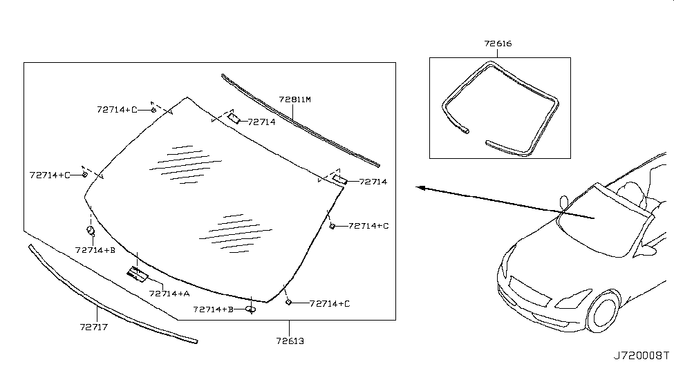 Diagram for 2009 Infiniti G37 Convertible Front Windshield 