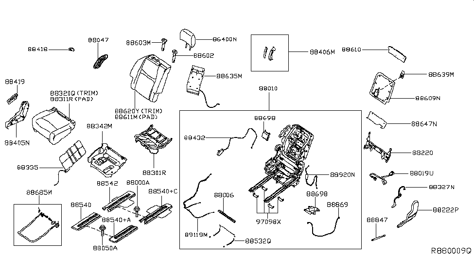 Infiniti 88869-3JA0A Cable Assy-Reclining, Rear Seat