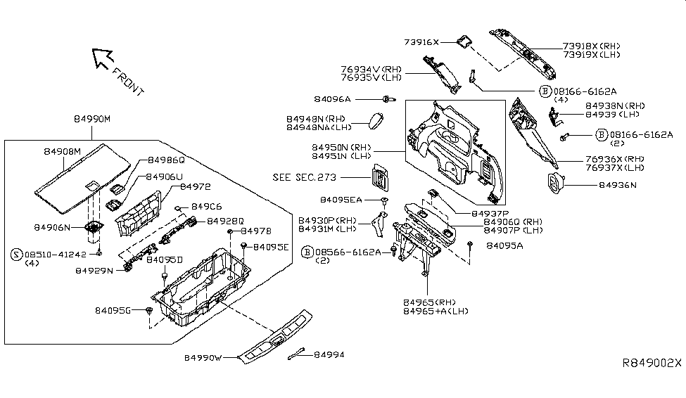 Infiniti 84928-3JV0A Bracket-Luggage Trim, RH