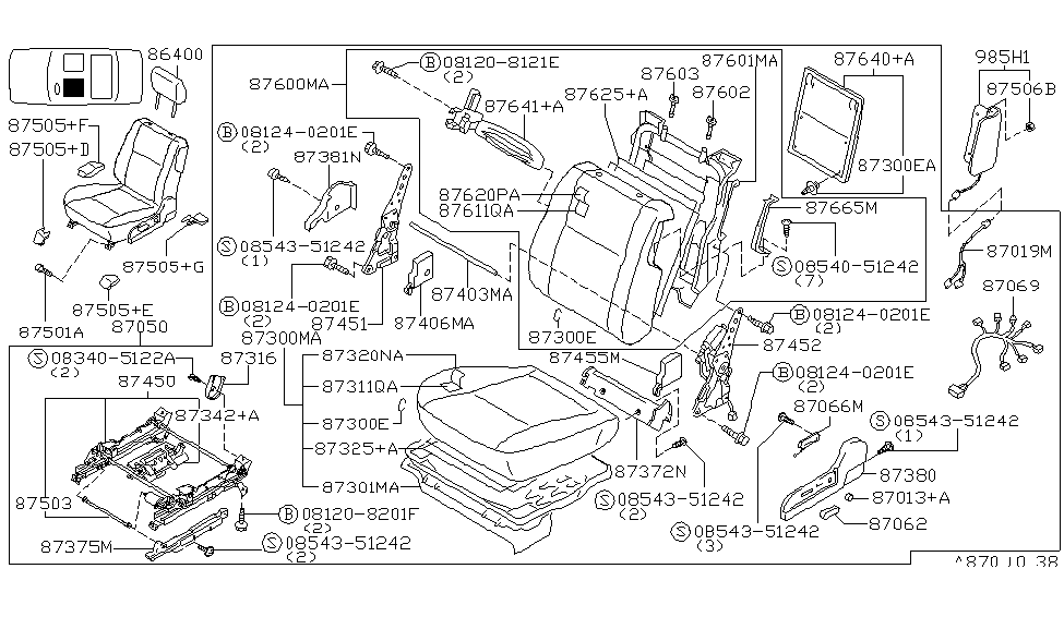 Infiniti 87019-6P005 Harness-Front Seat