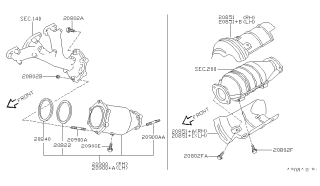 2000 Infiniti QX4  Bolt Turbo Charger Diagram for 14434V0301