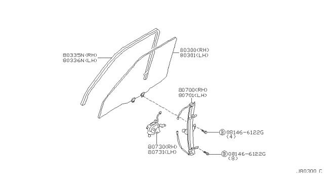 2002 Infiniti QX4  Motor Assy-Regulator, LH Diagram for 807310W310