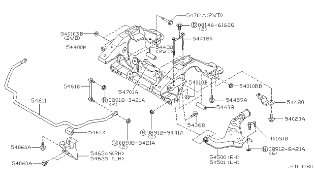 2002 Infiniti QX4 Nut-Flange Diagram for 089183421A