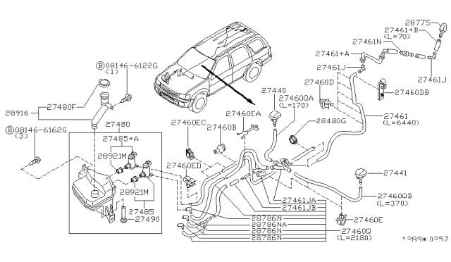 2001 Infiniti QX4  Tube Diagram for 27416H8700