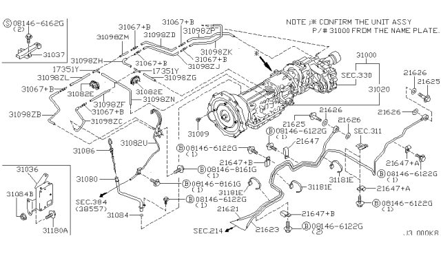 2002 Infiniti QX4  Bolt-Self Lock Converter Diagram for 3100921X00