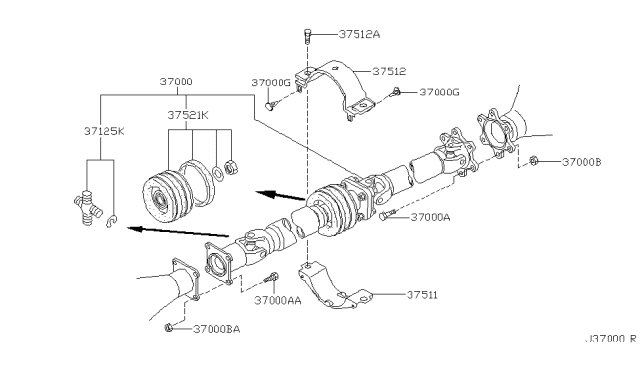 2001 Infiniti QX4 Bearing Kit Center Diagram for 375216P026