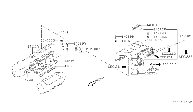 1998 Infiniti QX4 Gasket-Manifold To Cylinder Head Diagram for 14035V5203